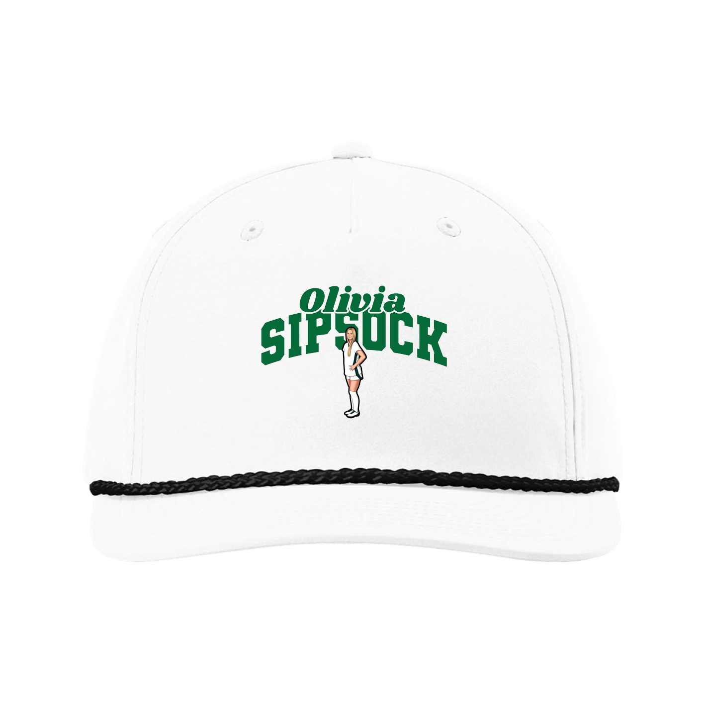 Five-Panel Classic Rope Cap — Signature Arch in White