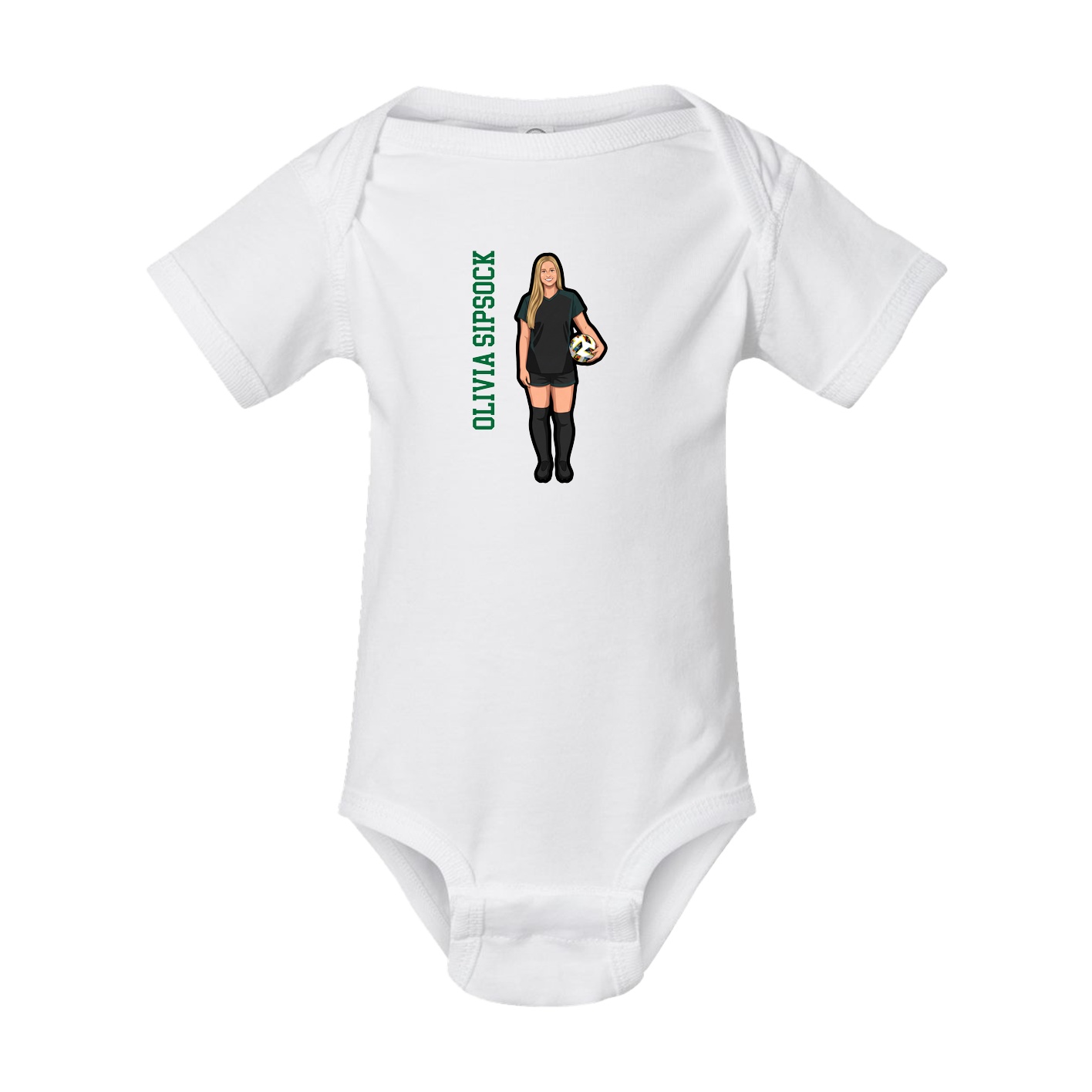 Baby Onesie — Name Vertical in White
