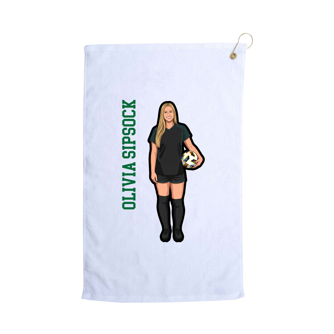 Golf Towel — Name Vertical in White