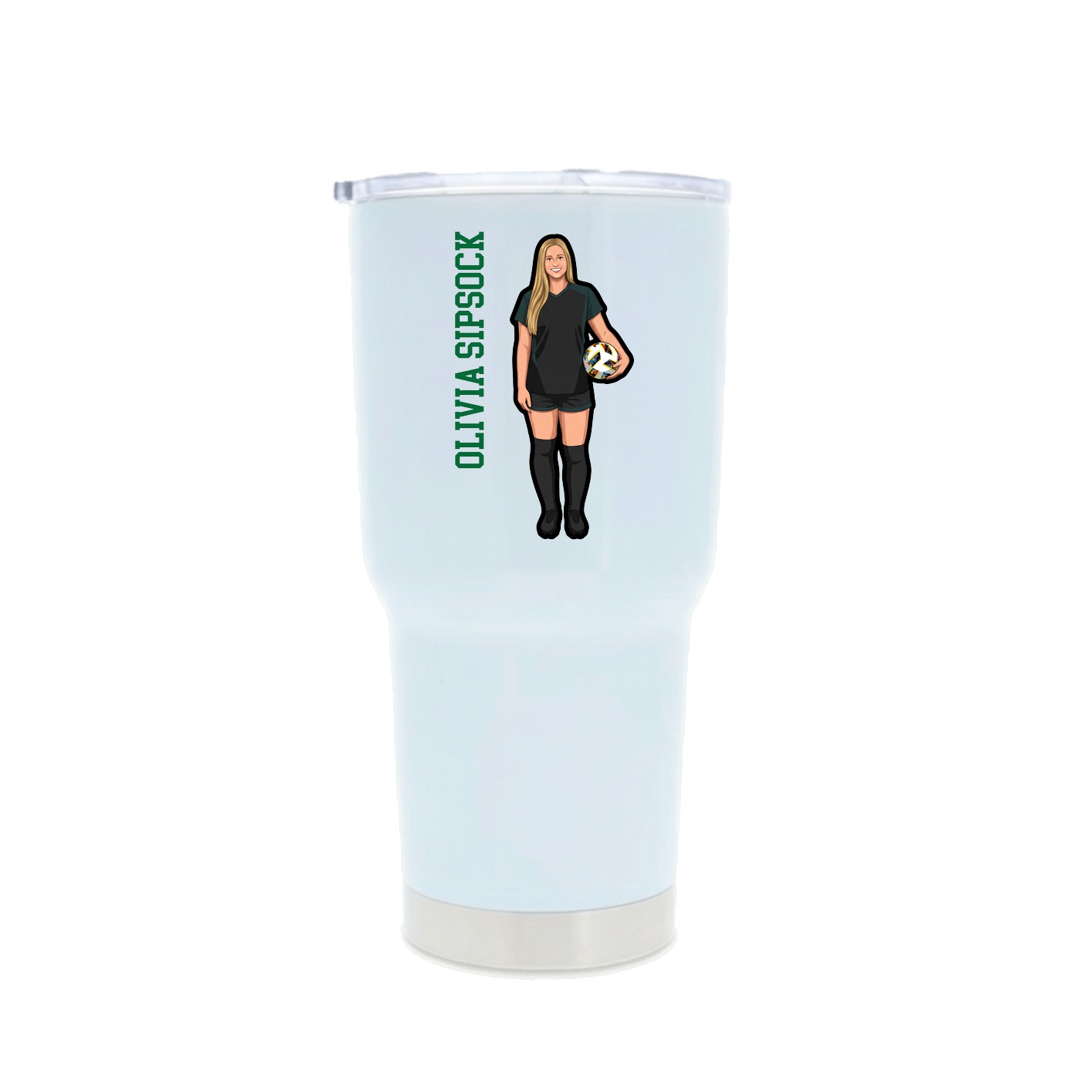 30oz Stainless Steel Tumbler — Name Vertical in White