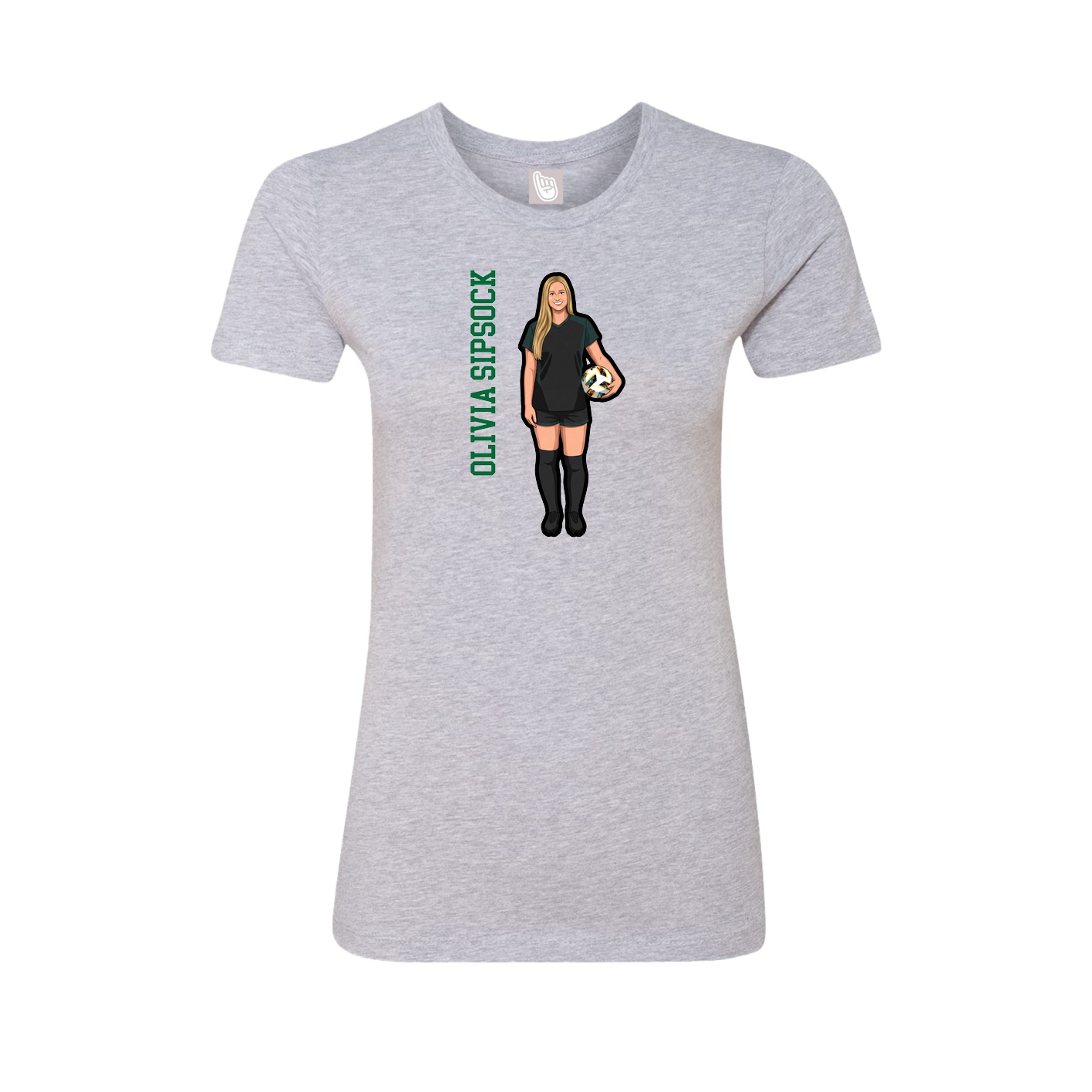 Fitted Women's Tee — Name Vertical in Grey