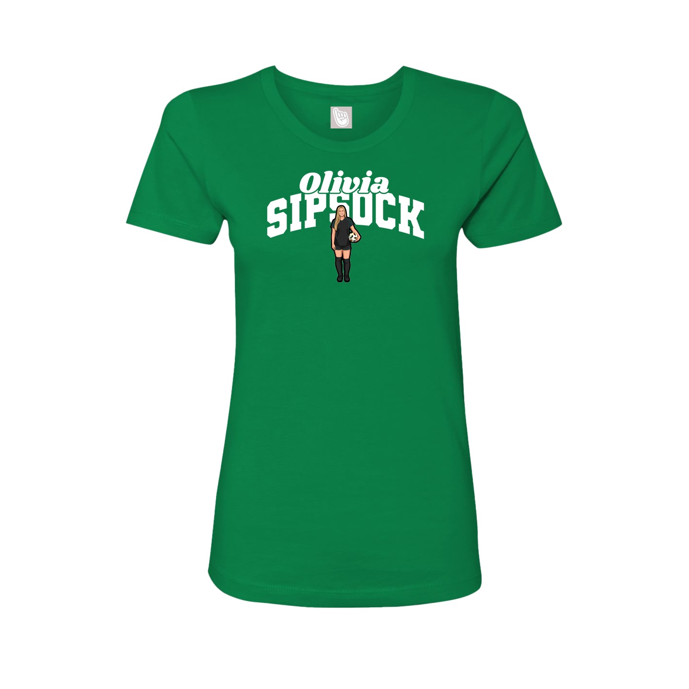 Fitted Women's Tee — Signature Arch in Green