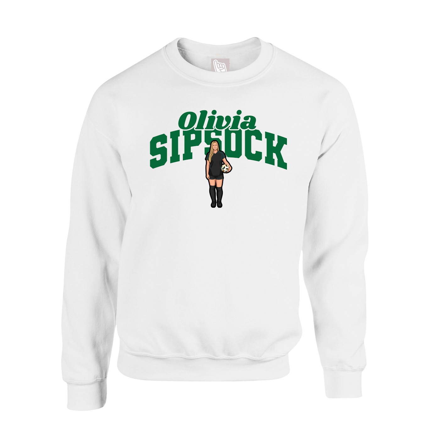 Fleece Crew — Signature Arch in White