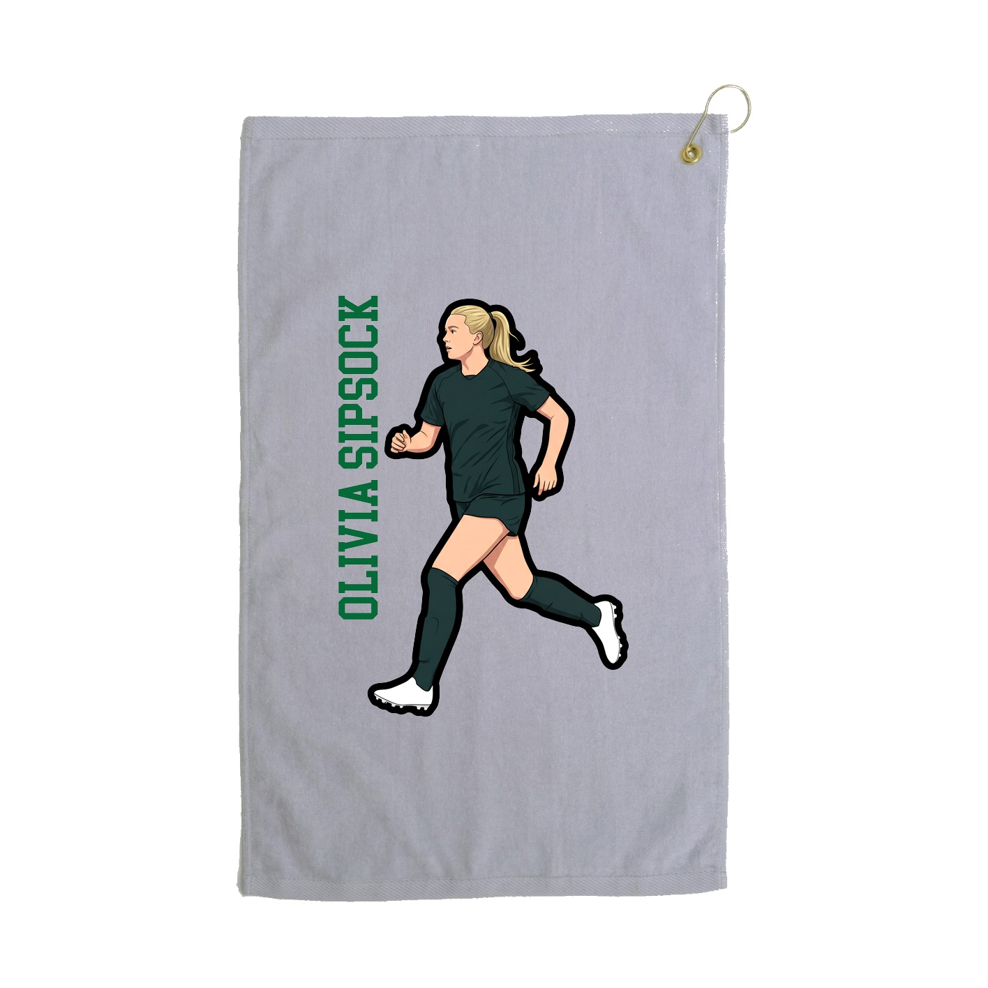 Golf Towel — Name Vertical in Grey