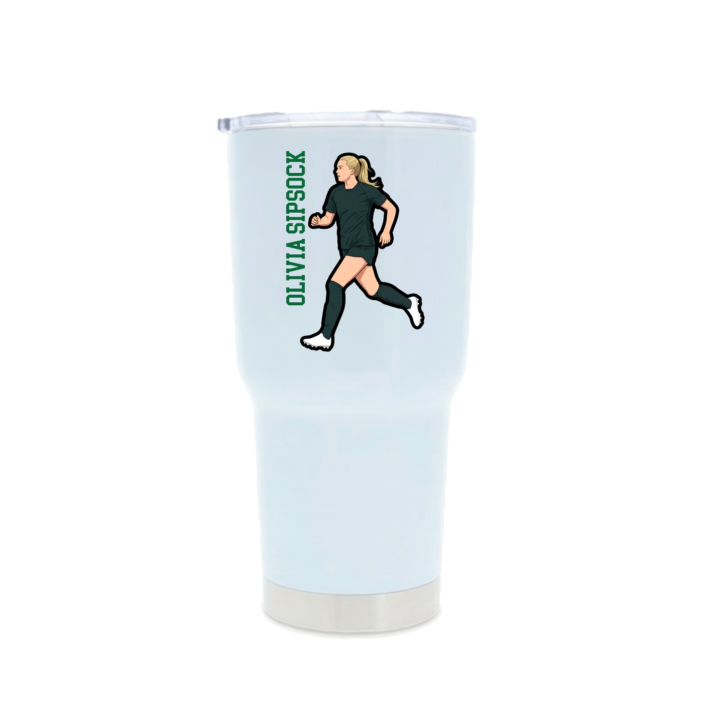 30oz Stainless Steel Tumbler — Name Vertical in White