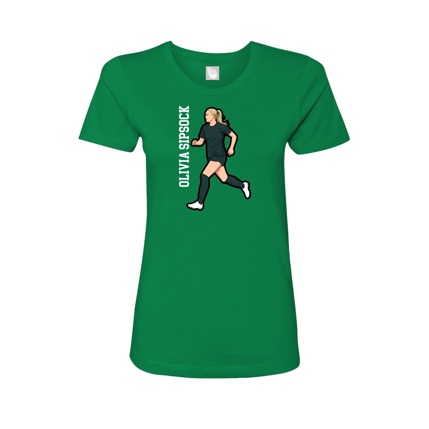 Fitted Women's Tee — Name Vertical in Green