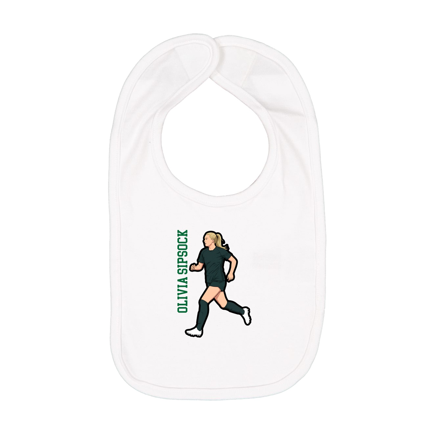 Infant Bib — Name Vertical in White
