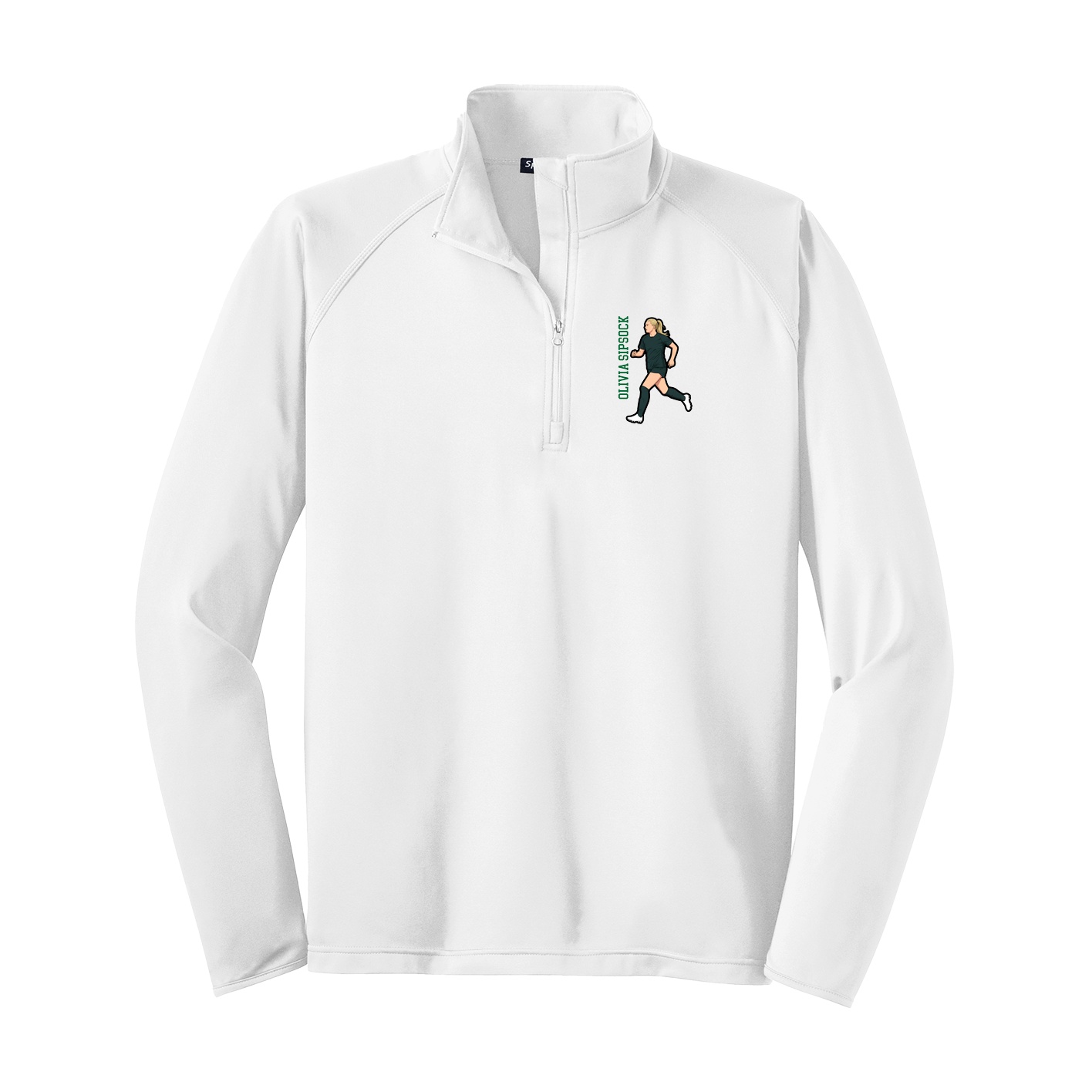 Q-Zip Pullover — Name Vertical in White