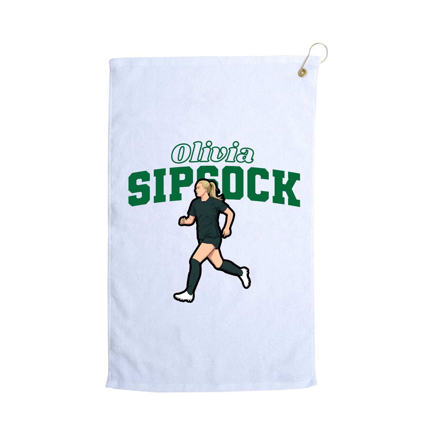 Golf Towel — Name Arch in White