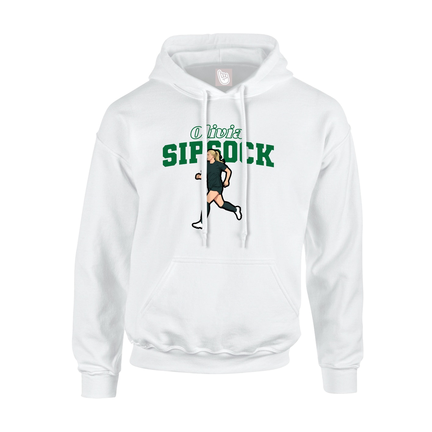 Youth Hoodie — Name Arch in White