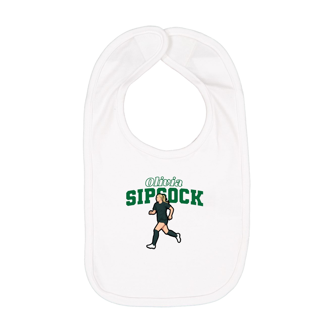 Infant Bib — Name Arch in White