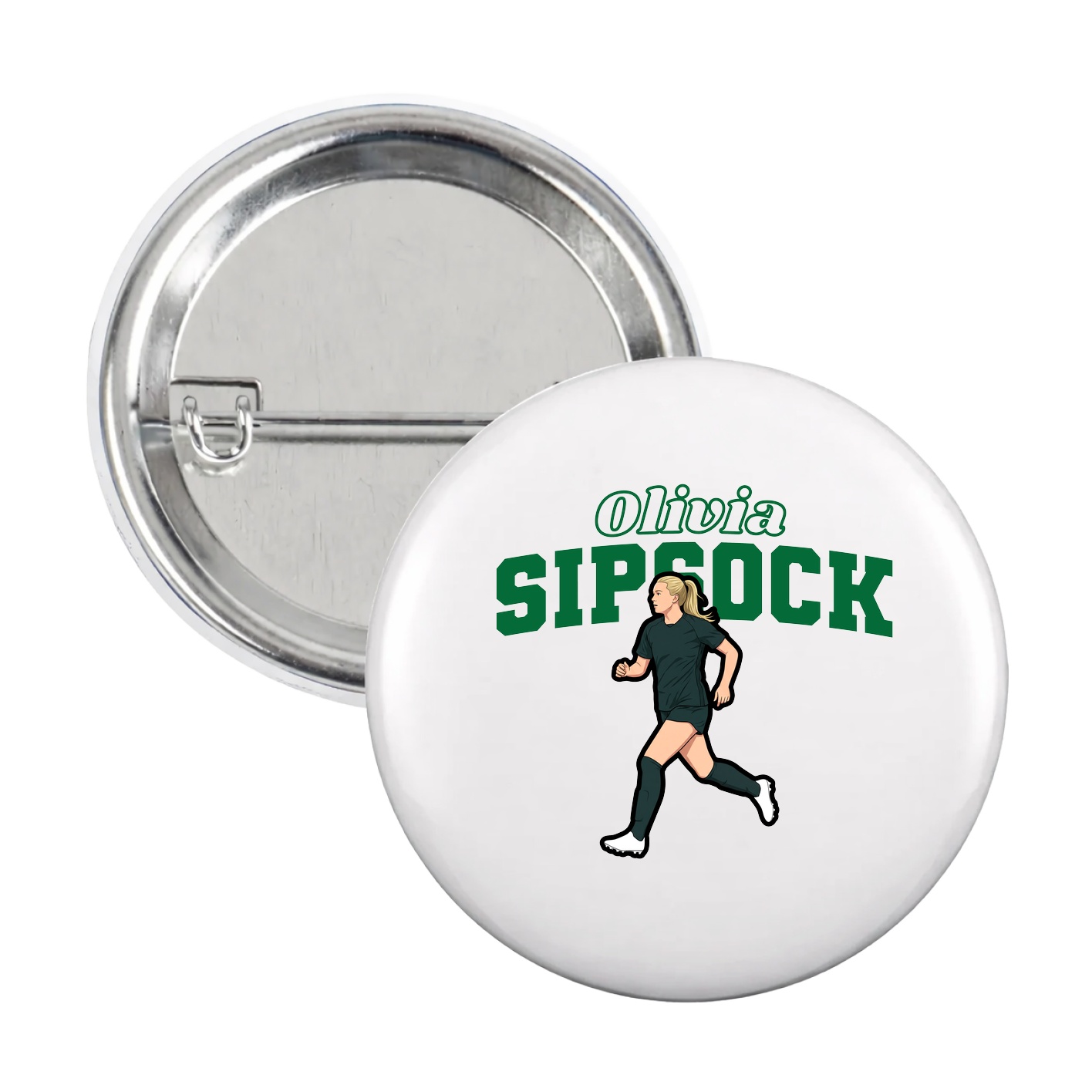 Game Day Button — Name Arch in White