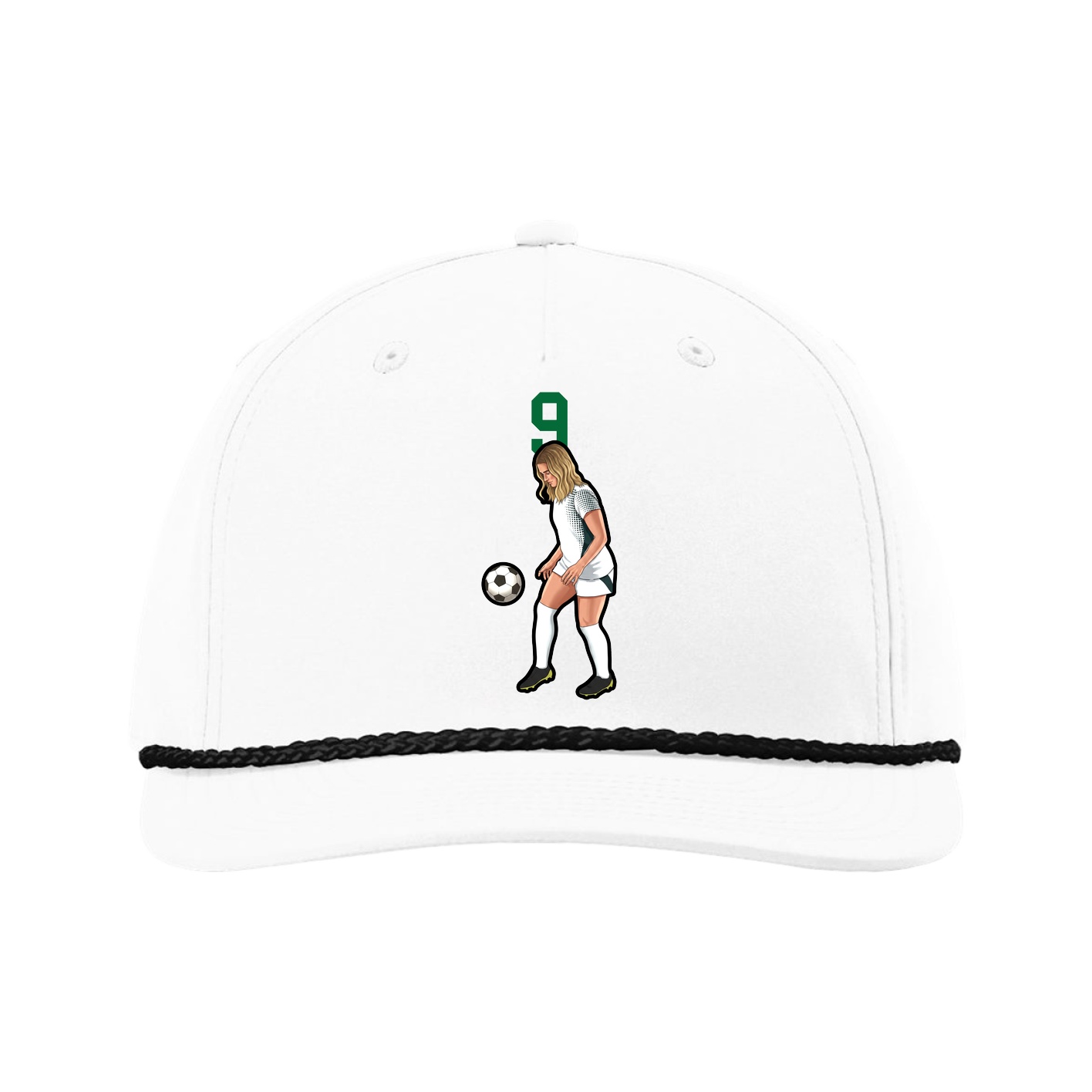Five-Panel Classic Rope Cap — Number Top in White
