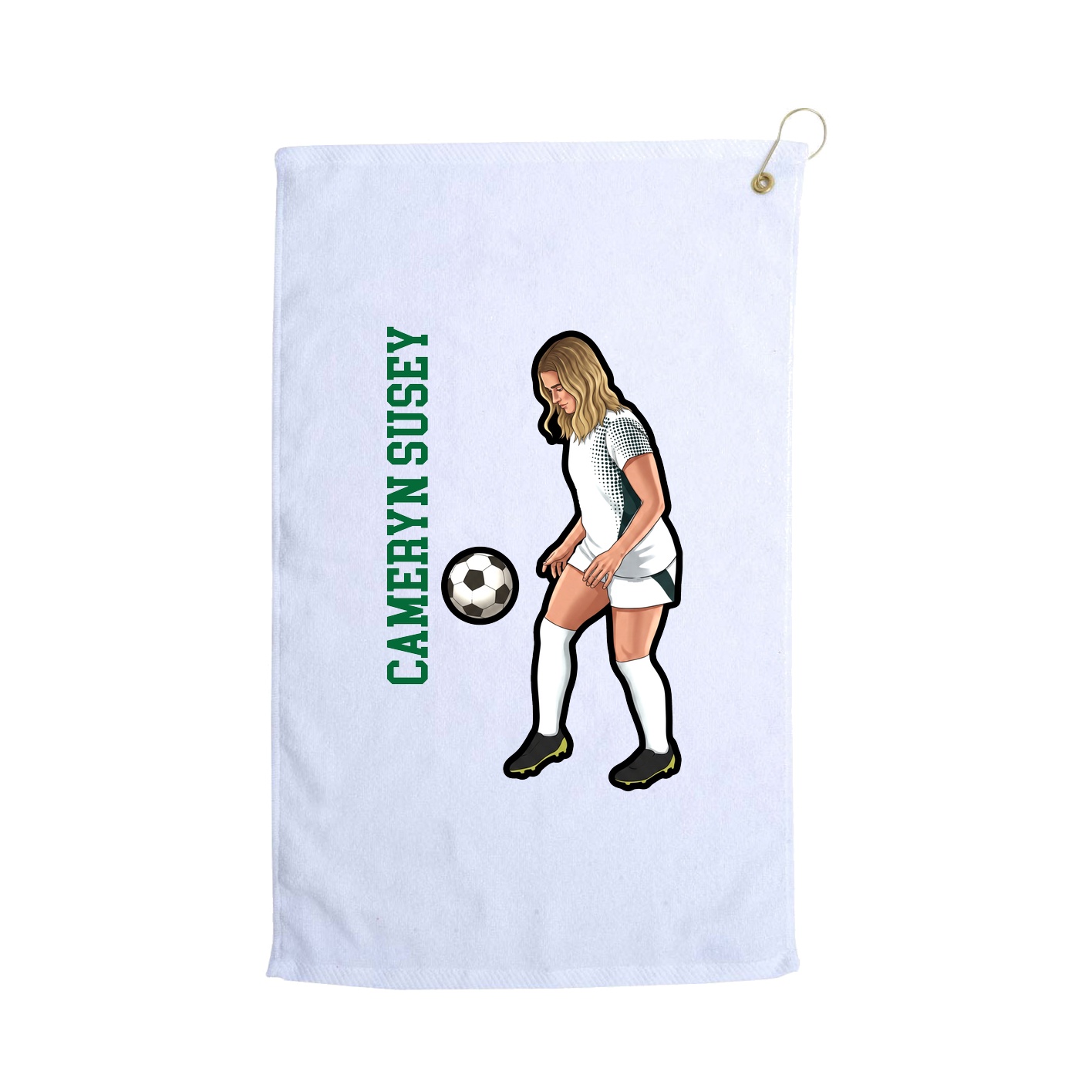 Golf Towel — Name Vertical in White