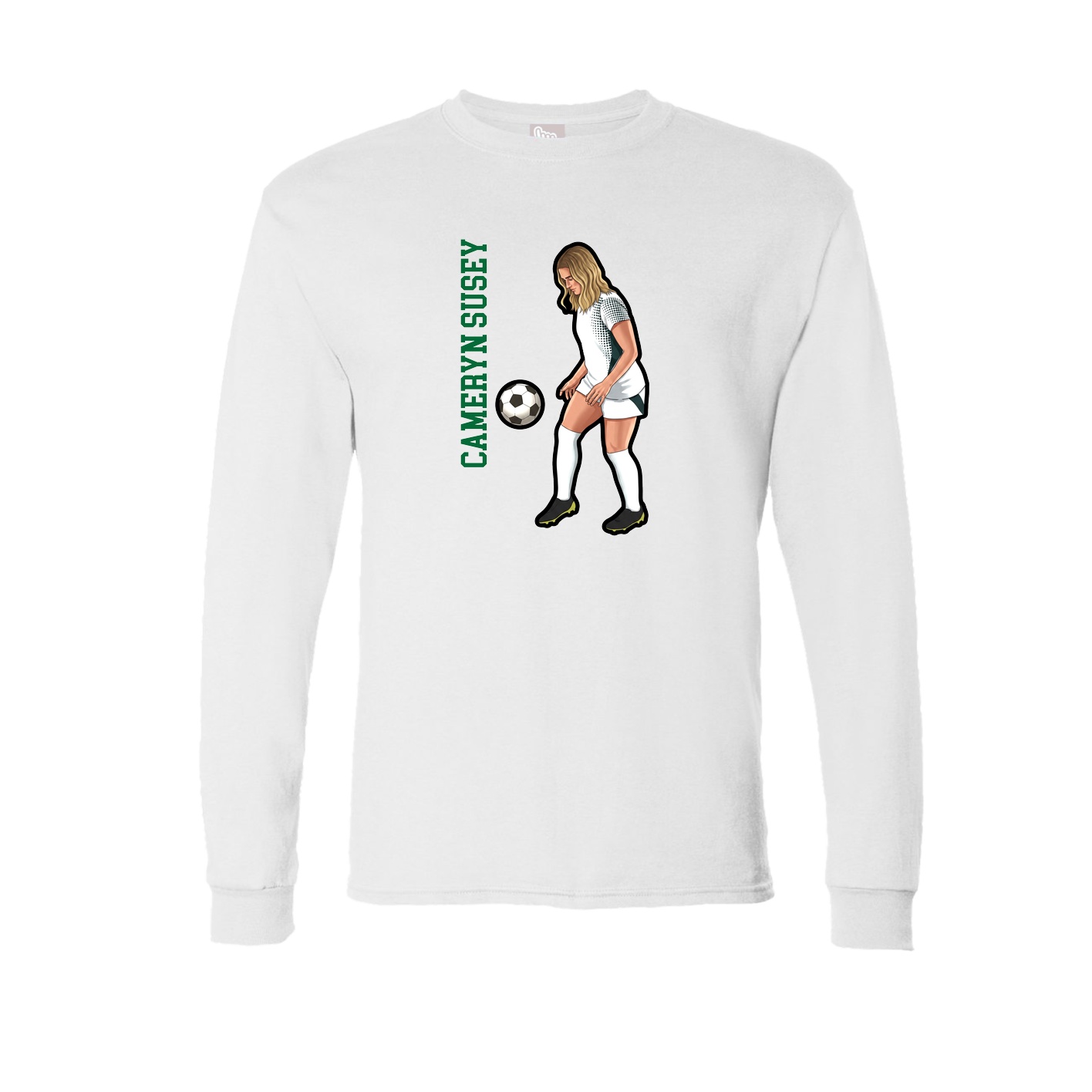 Long Sleeve Tee — Name Vertical in White