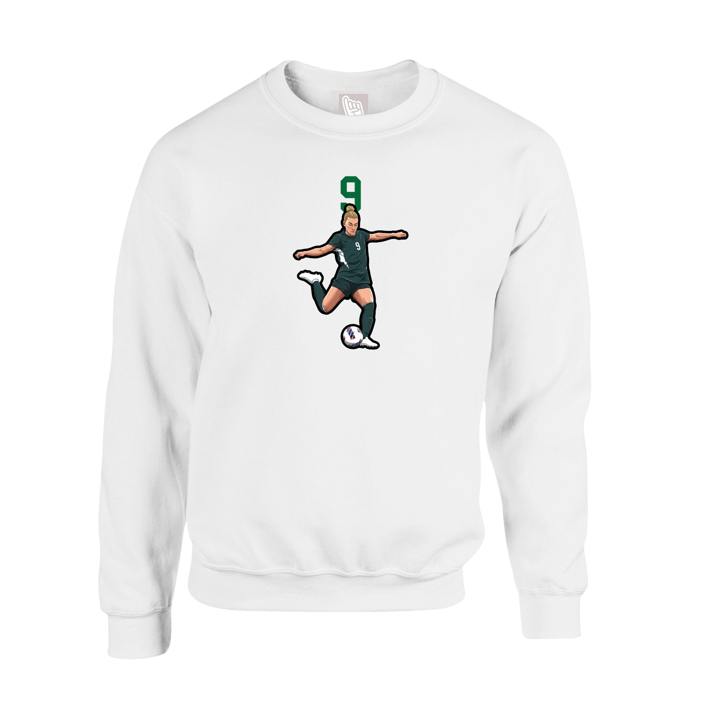 Fleece Crew — Number Top in White