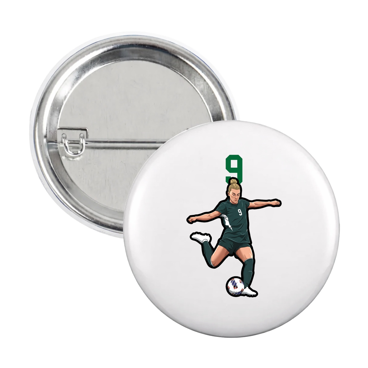 Game Day Button — Number Top in White