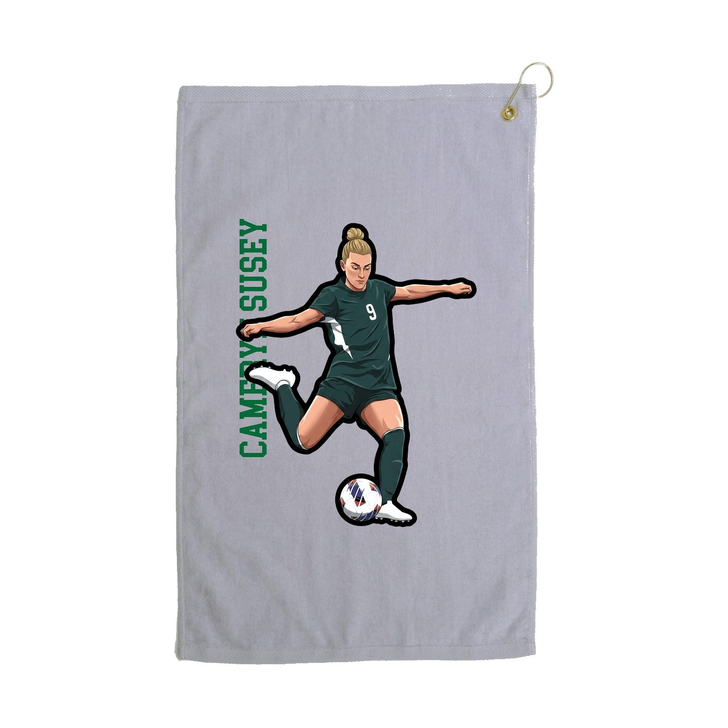 Golf Towel — Name Vertical in Grey