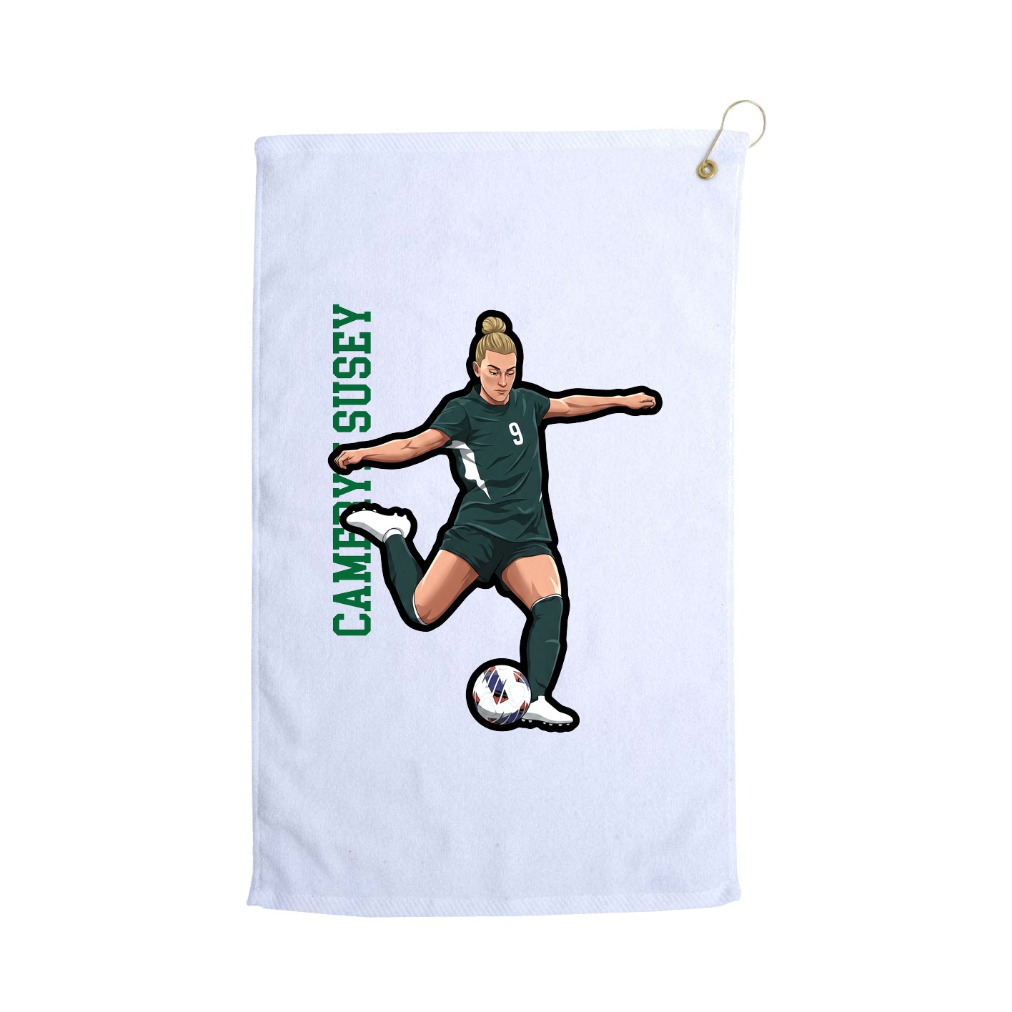 Golf Towel — Name Vertical in White
