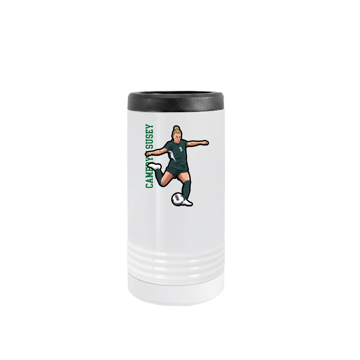 Slim Beverage Holder — Name Vertical in White