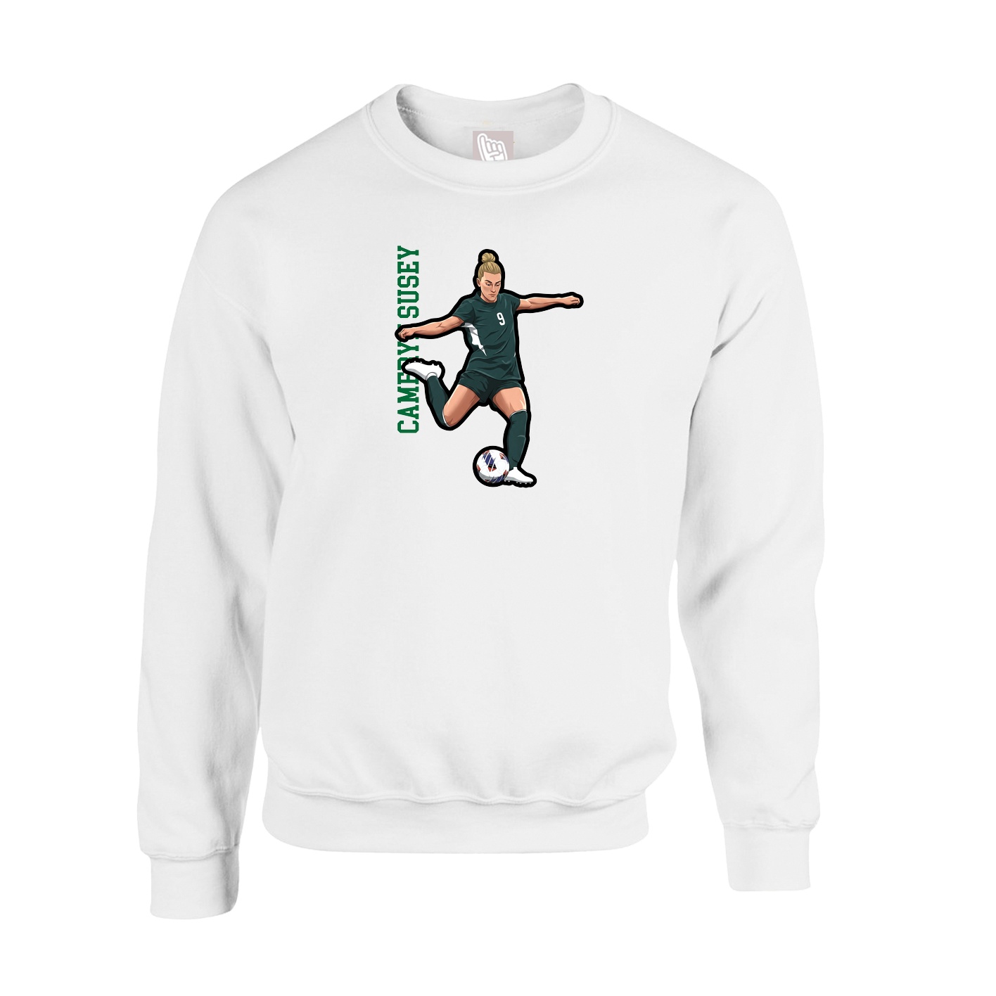Fleece Crew — Name Vertical in White