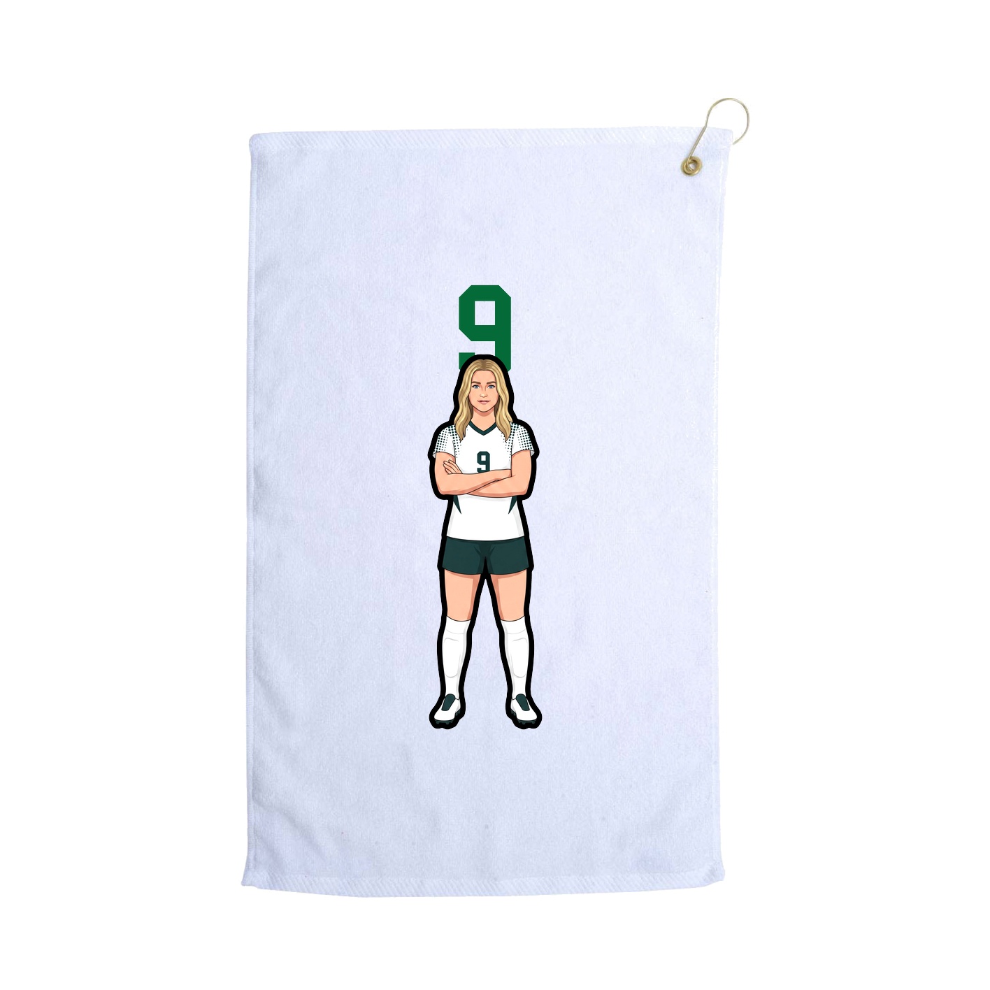 Golf Towel — Number Top in White