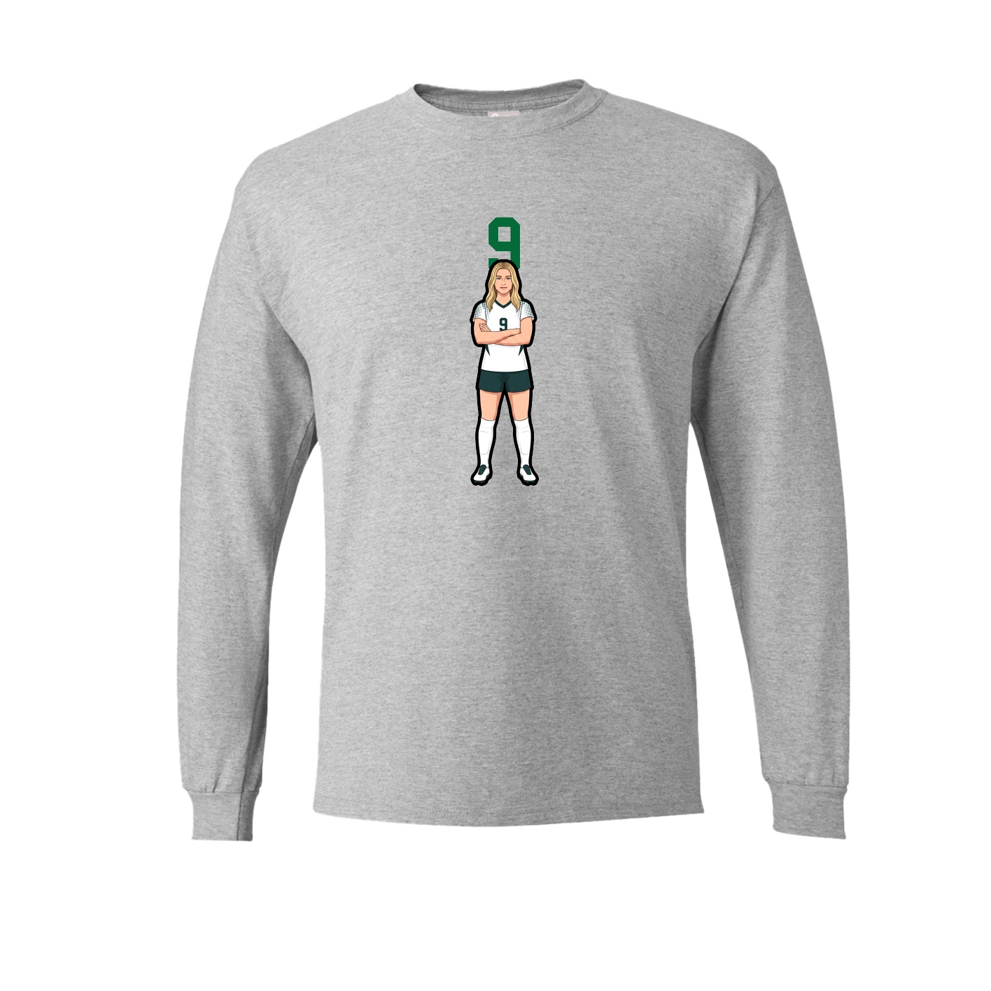 Long Sleeve Tee — Number Top in Grey