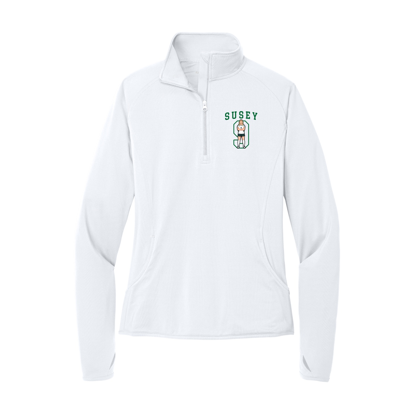 Women's Q-Zip Pullover — Shirsey in White