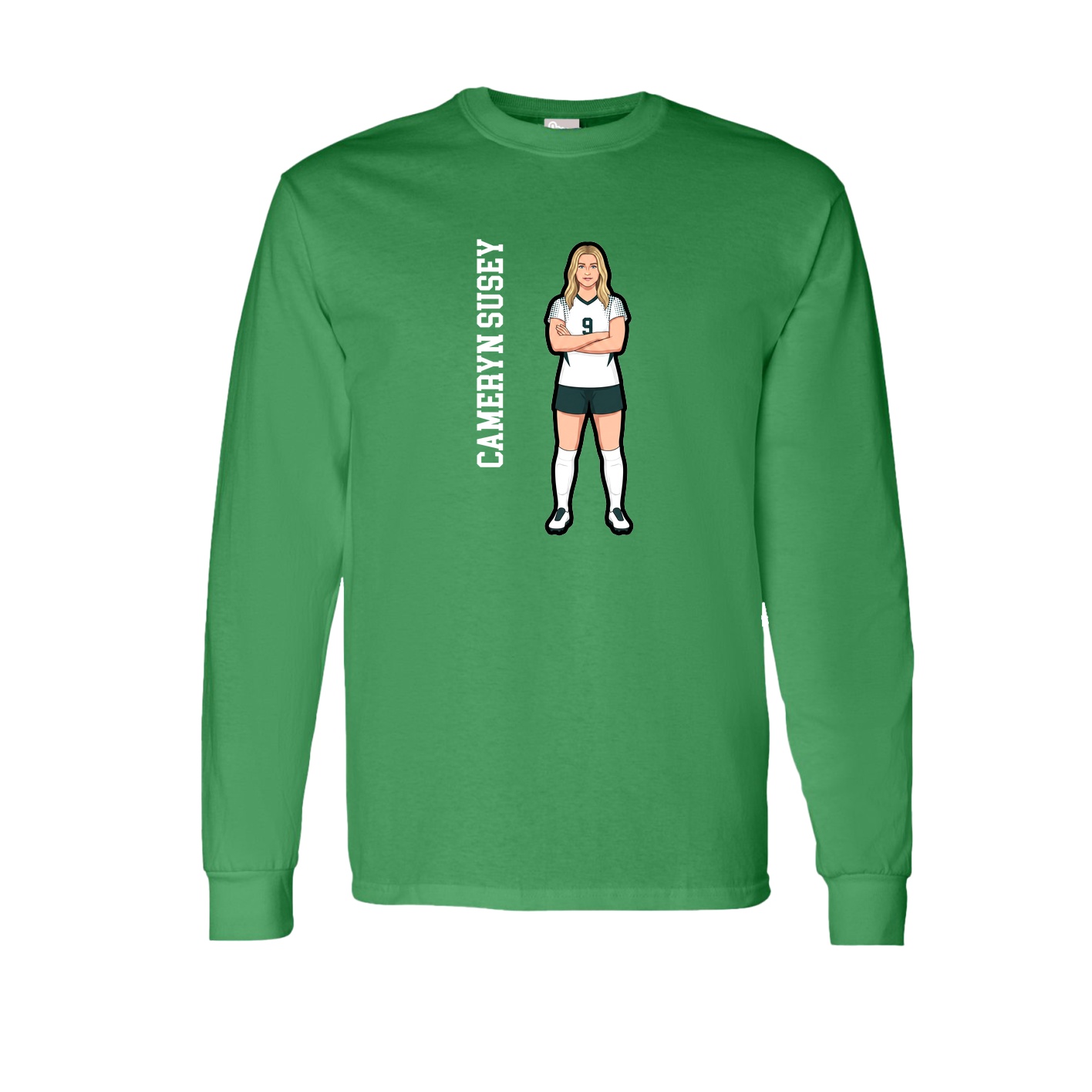 Long Sleeve Tee — Name Vertical in Green