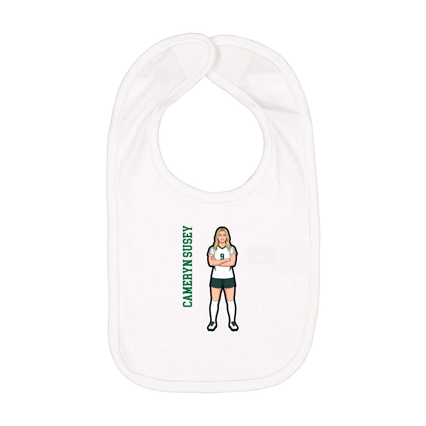Infant Bib — Name Vertical in White