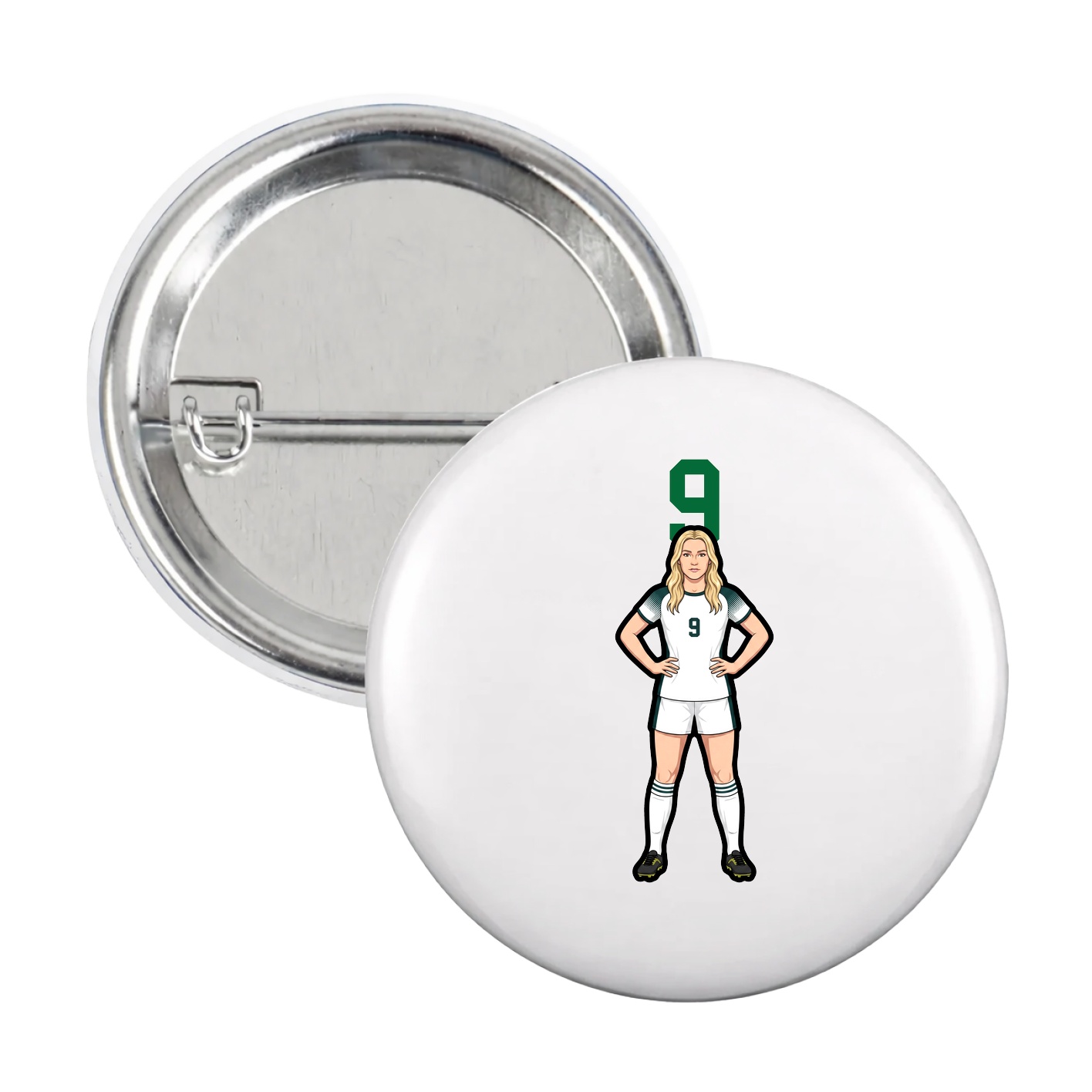 Game Day Button — Number Top in White