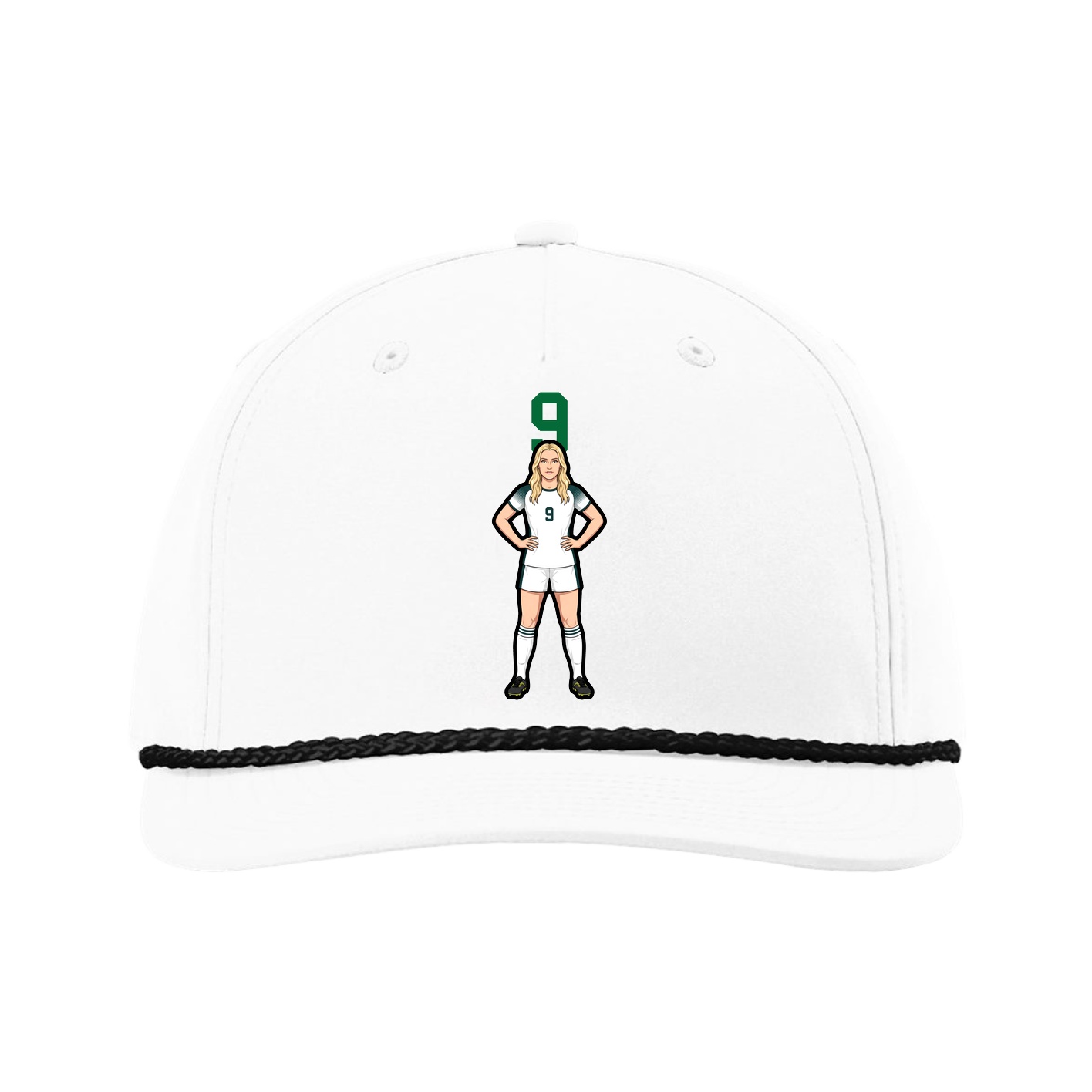 Five-Panel Classic Rope Cap — Number Top in White