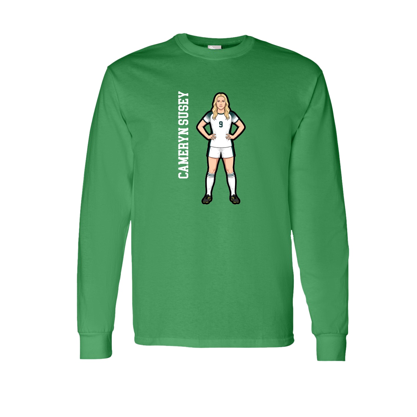 Long Sleeve Tee — Name Vertical in Green
