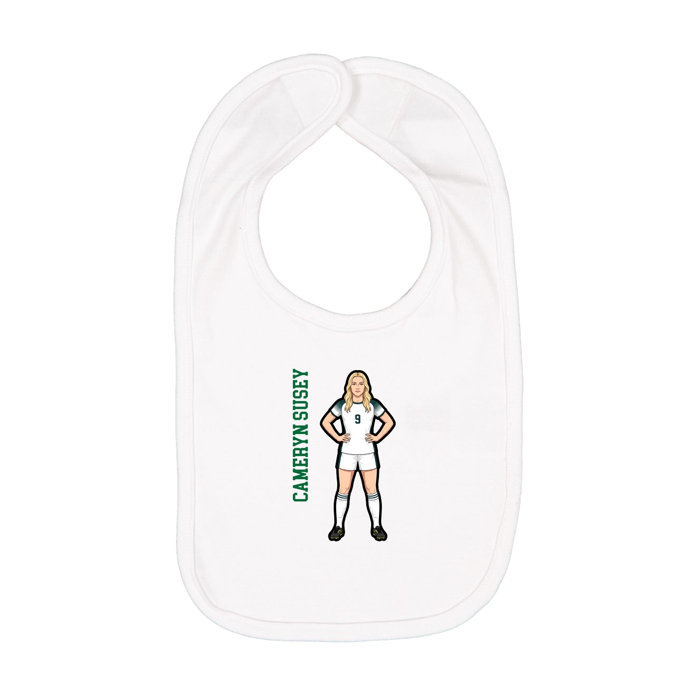 Infant Bib — Name Vertical in White