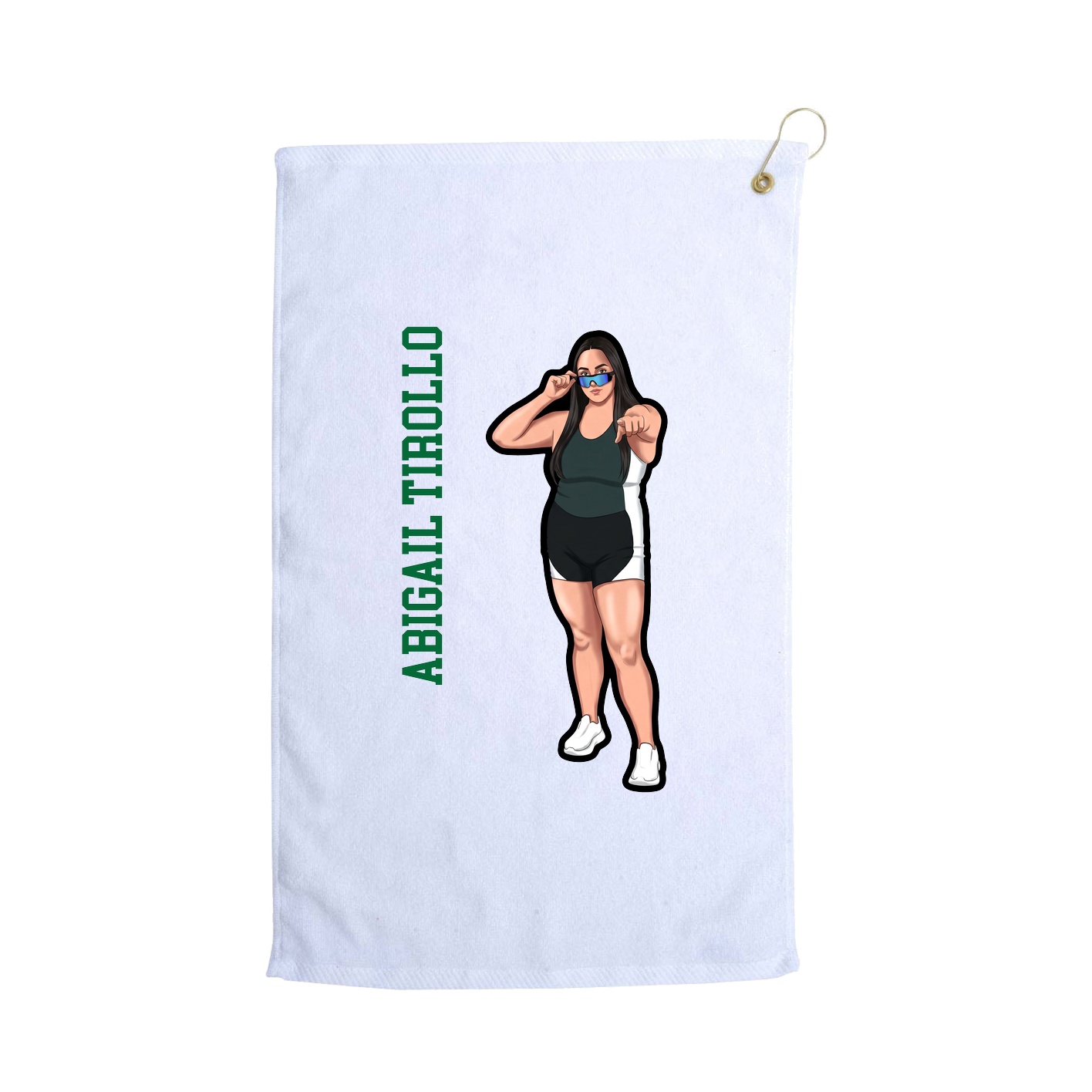 Golf Towel — Name Vertical in White