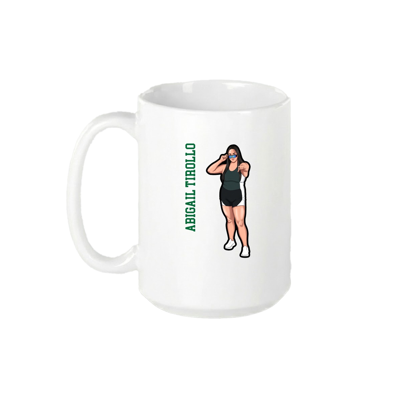 15oz Coffee Mug — Name Vertical in White