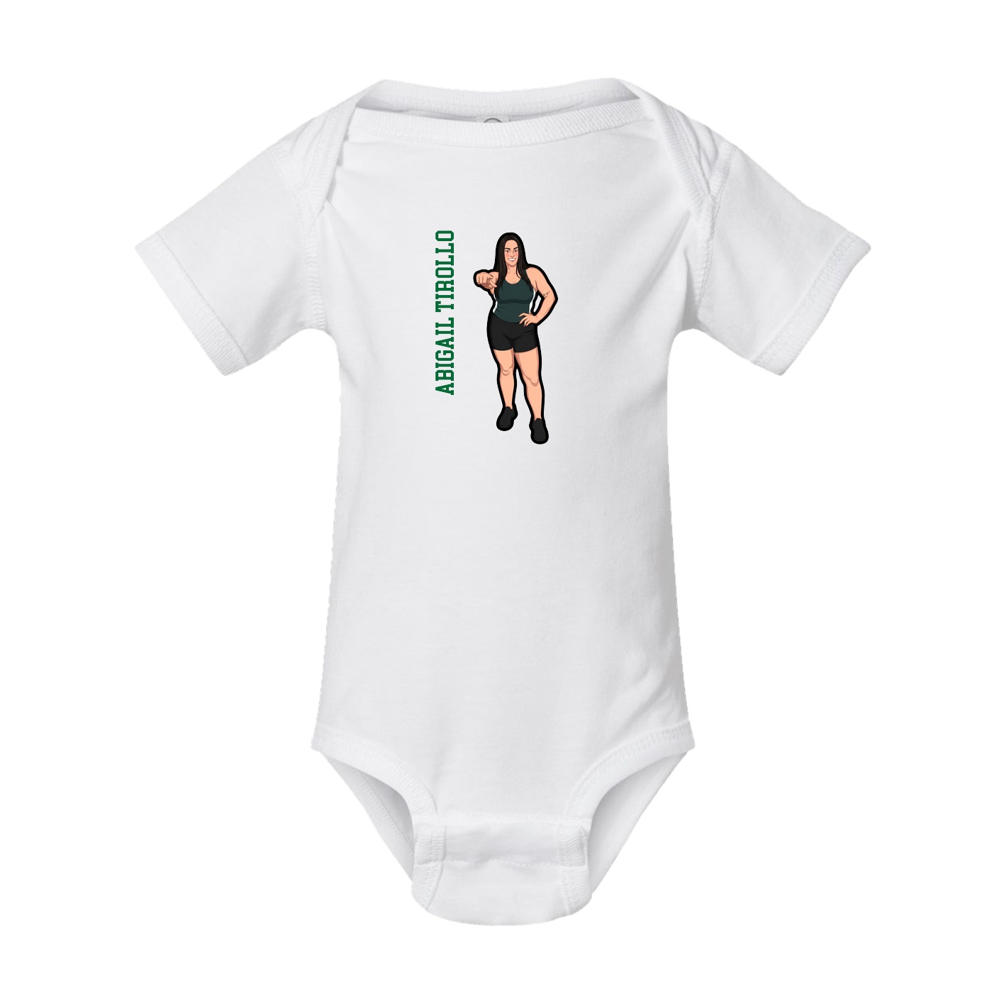 Baby Onesie — Name Vertical in White
