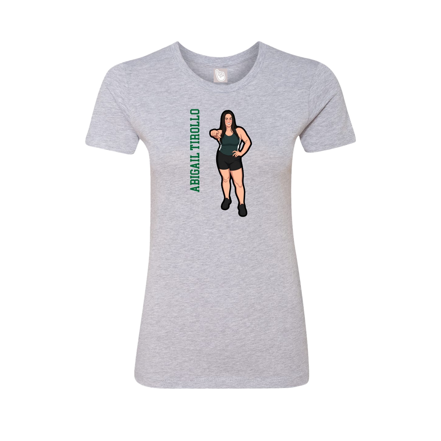 Fitted Women's Tee — Name Vertical in Grey