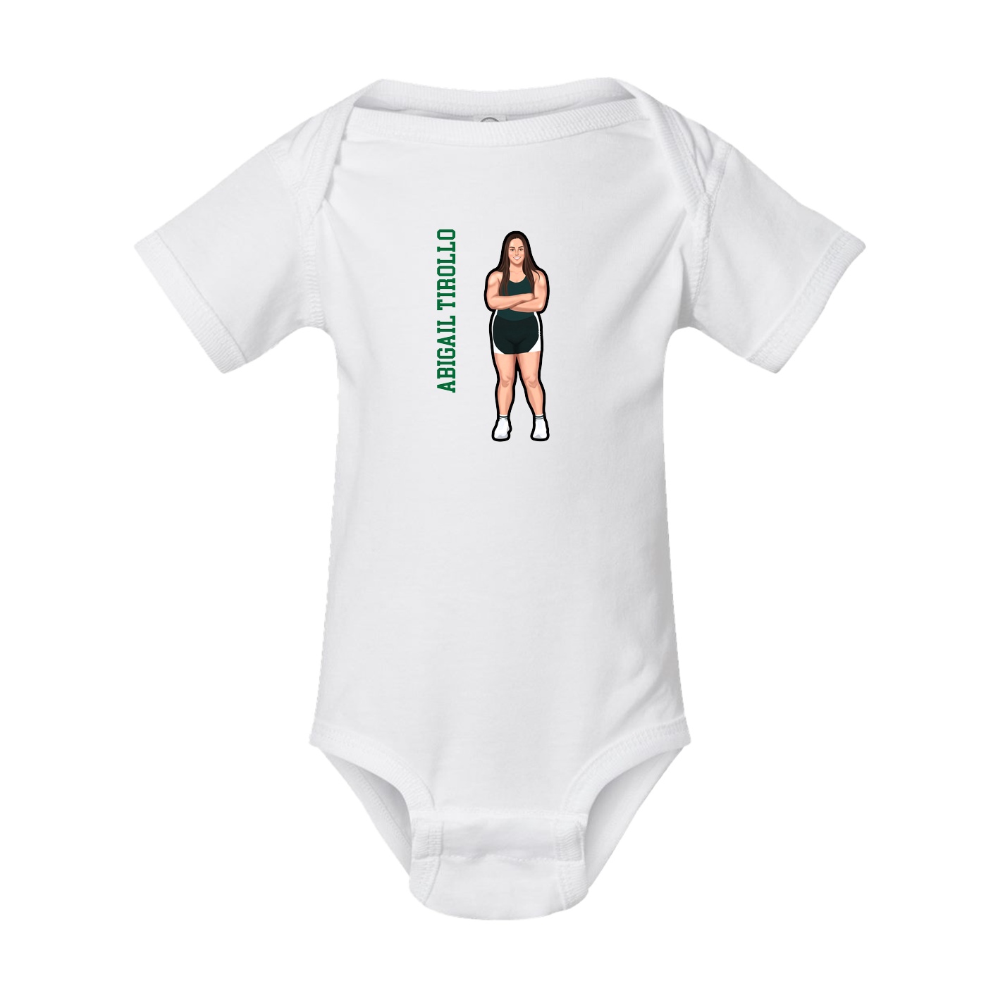 Baby Onesie — Name Vertical in White