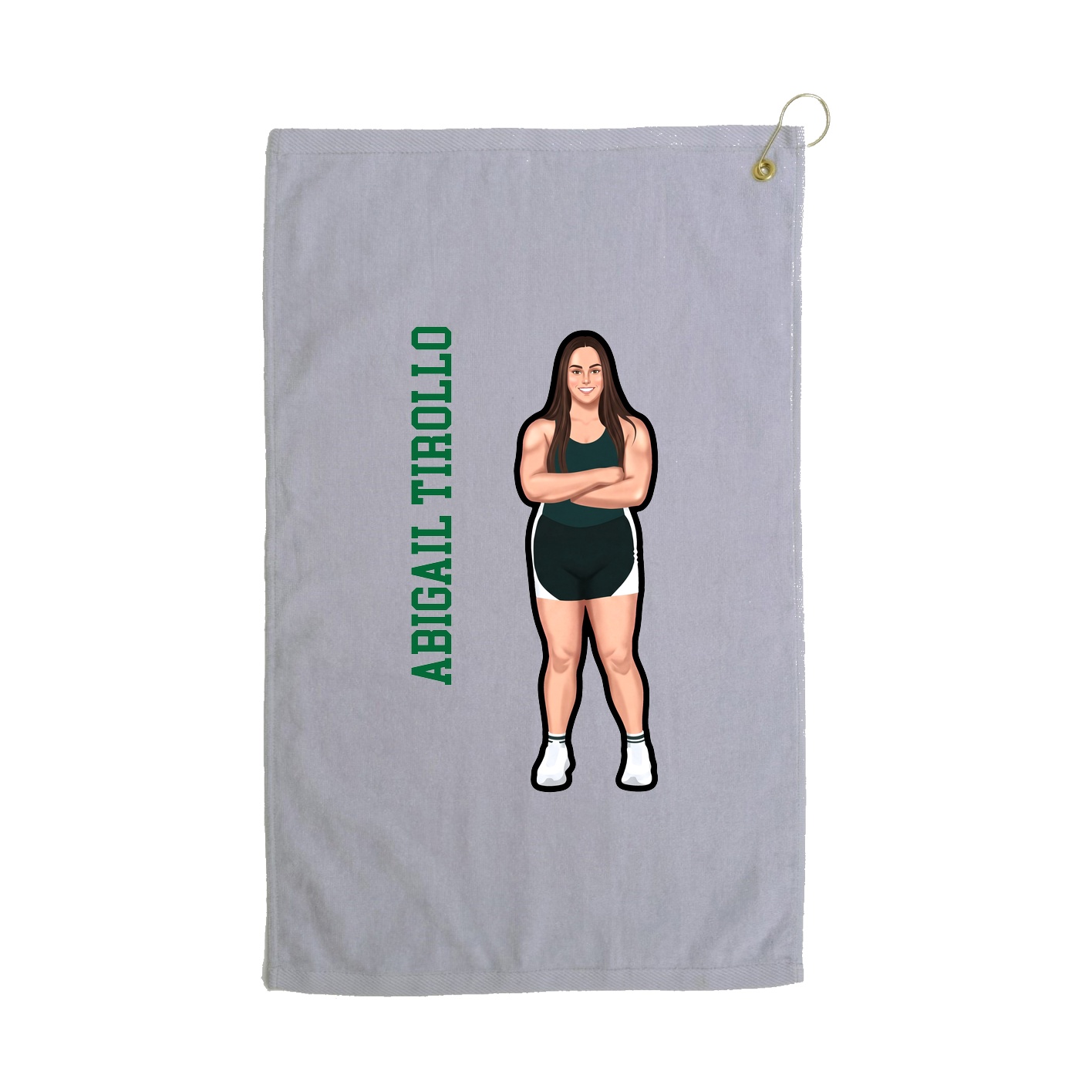 Golf Towel — Name Vertical in Grey