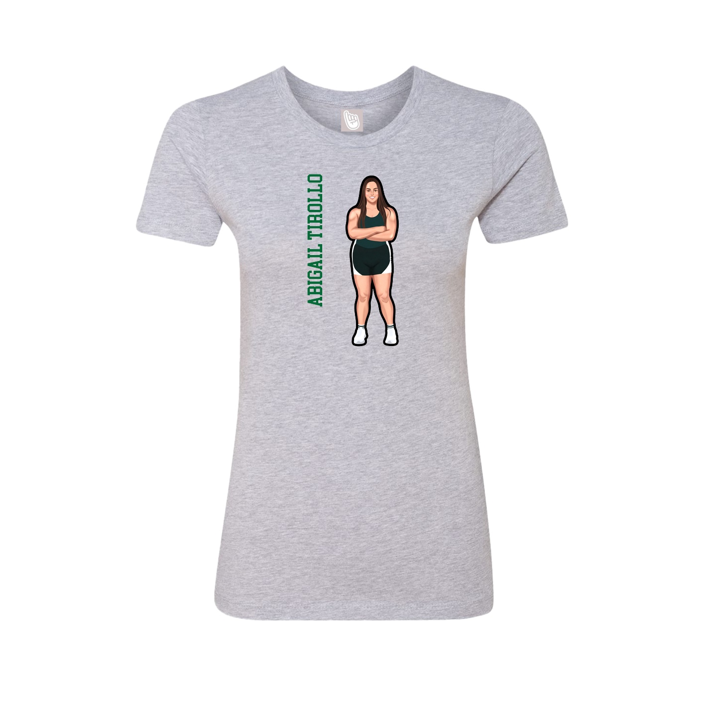 Fitted Women's Tee — Name Vertical in Grey