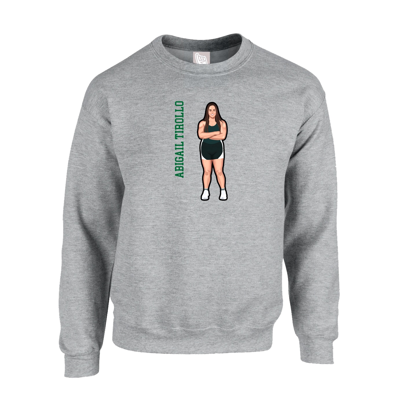 Fleece Crew — Name Vertical in Grey