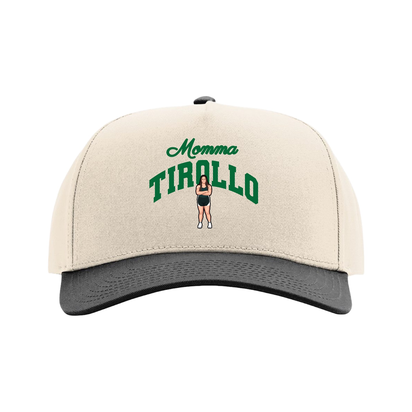 Full Fabric Five-Panel Champ Cap — Mothers Day Arch in Cream/Black