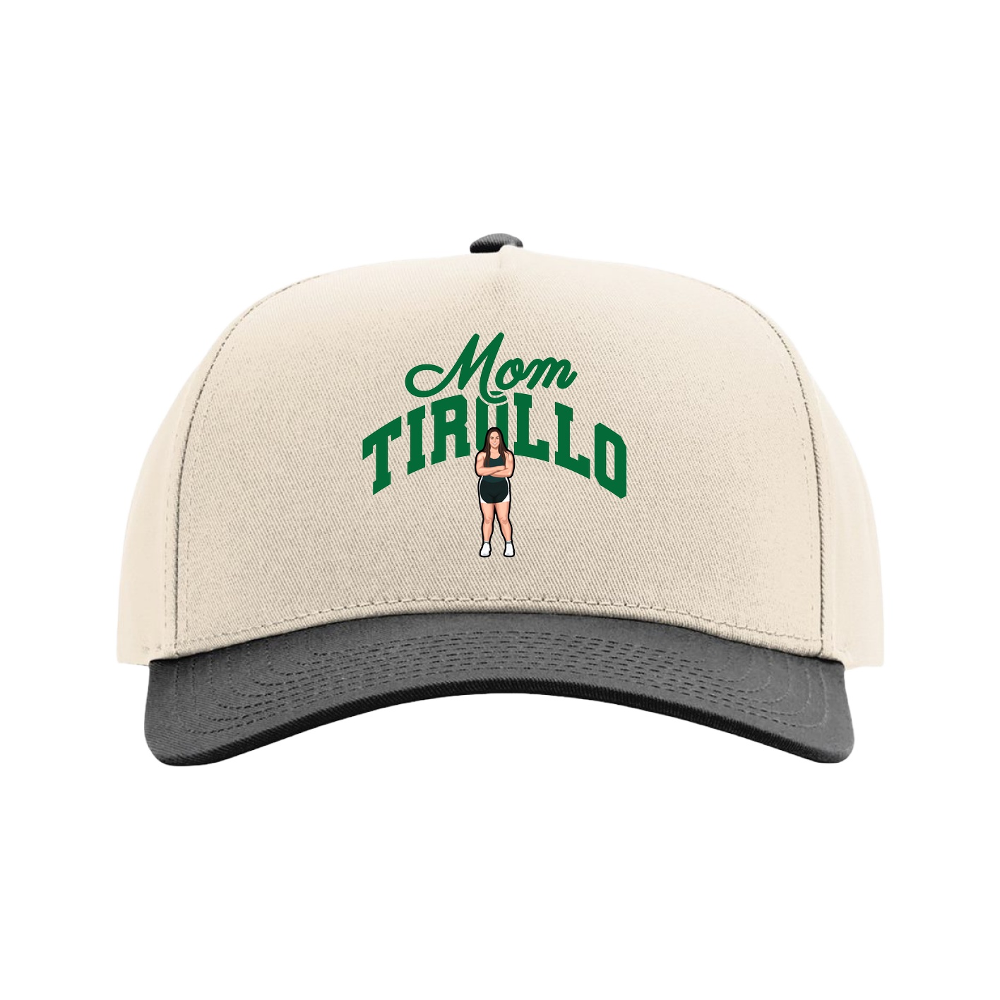 Full Fabric Five-Panel Champ Cap — Mothers Day Arch in Cream/Black