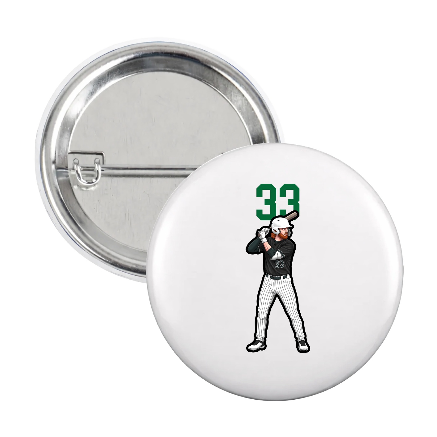 Game Day Button — Number Top in White