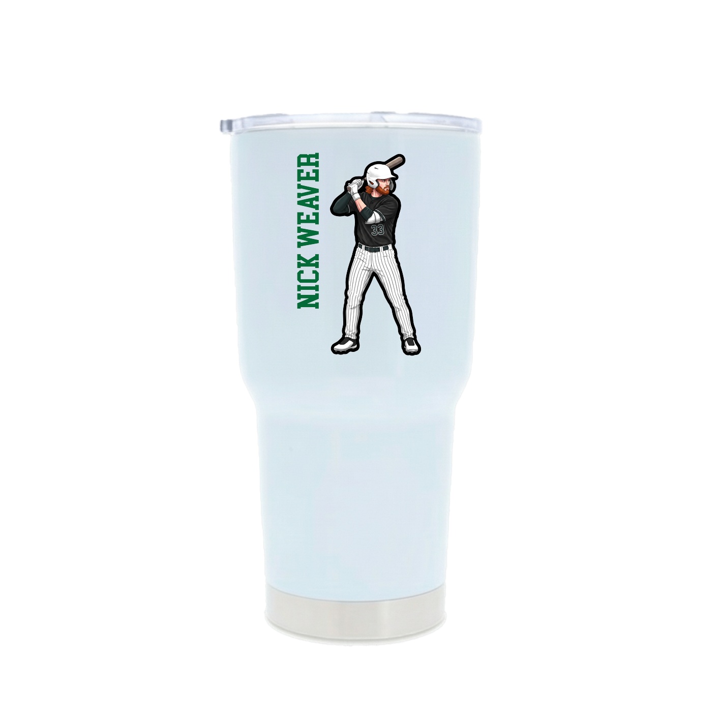 30oz Stainless Steel Tumbler — Name Vertical in White