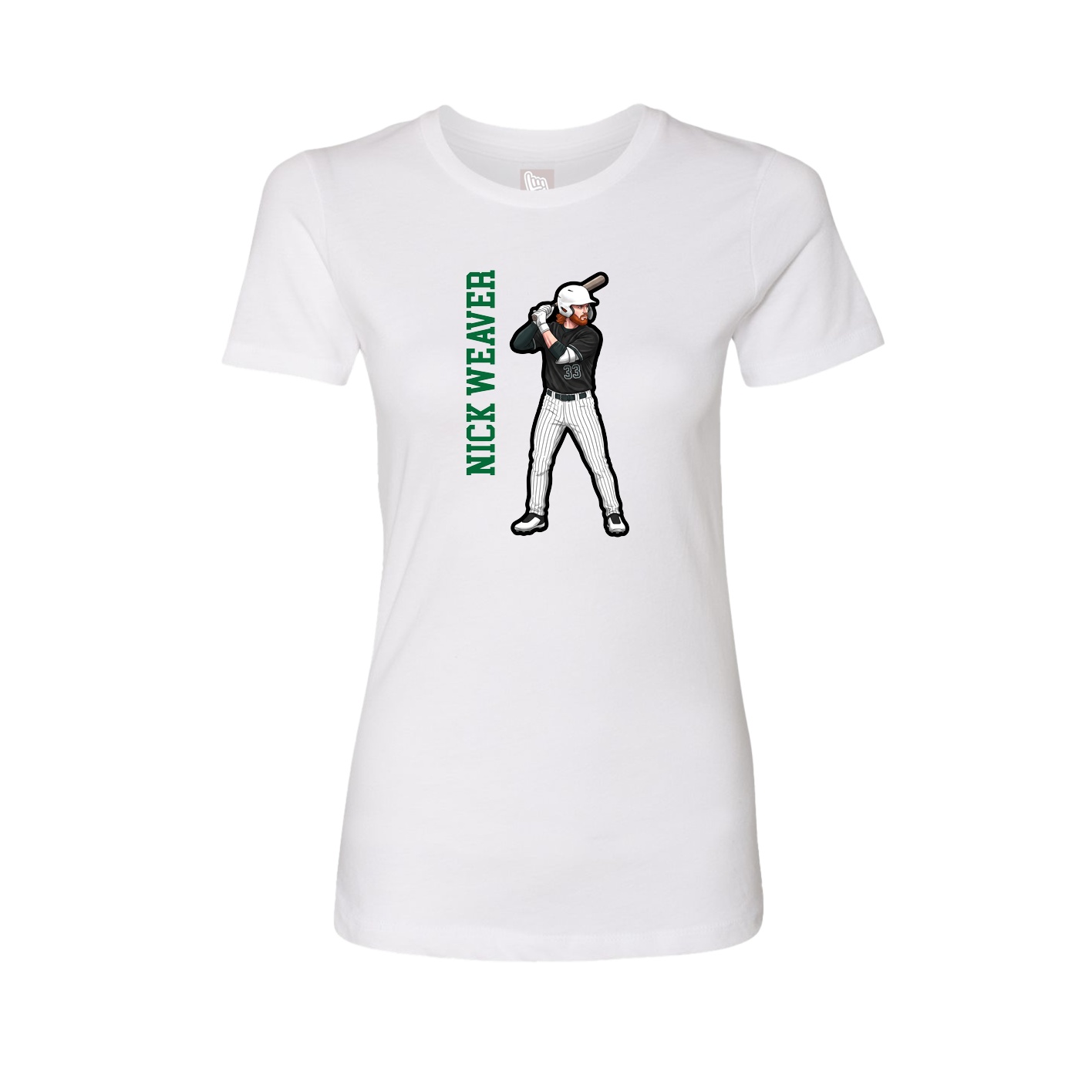 Womens Tee — Name Vertical in White