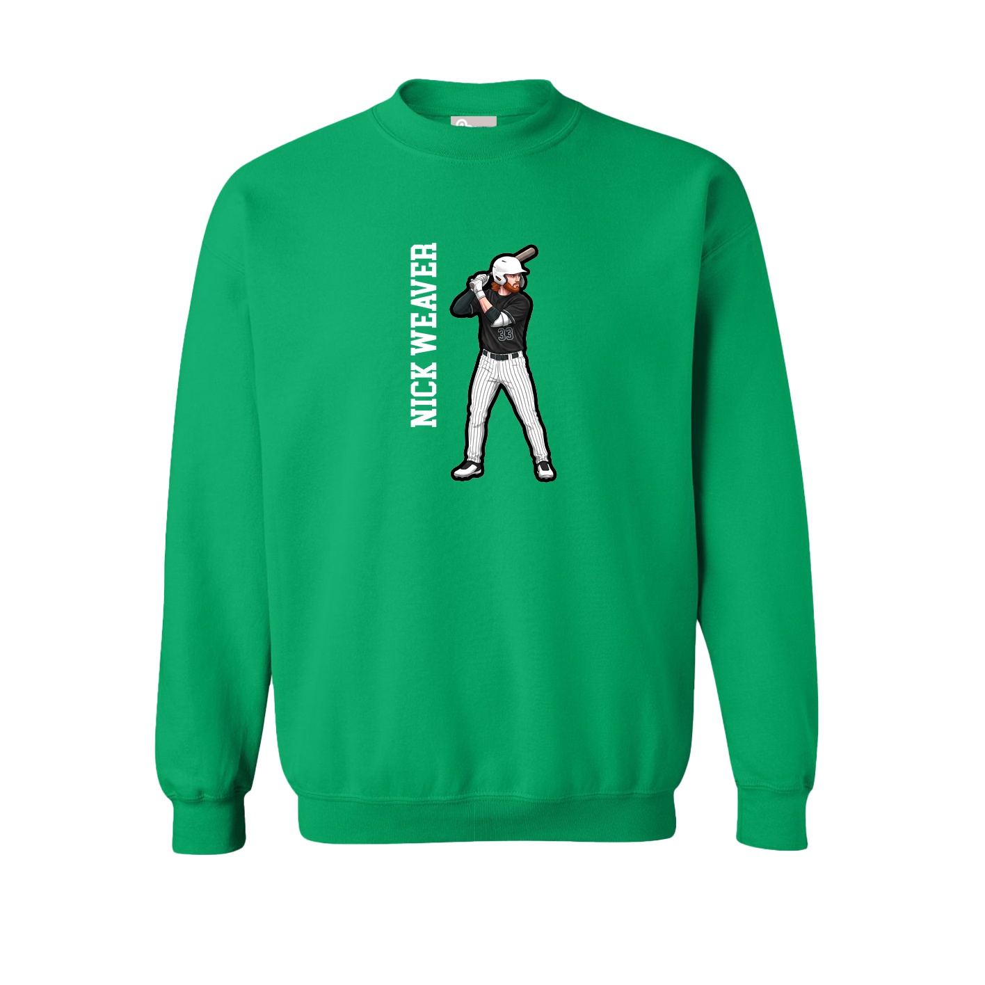 Fleece Crew — Name Vertical in Green
