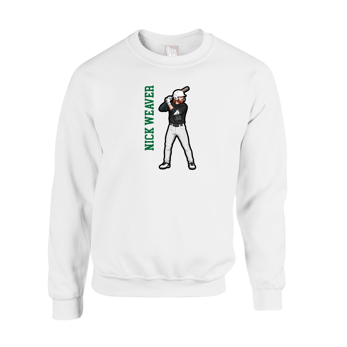 Fleece Crew — Name Vertical in White