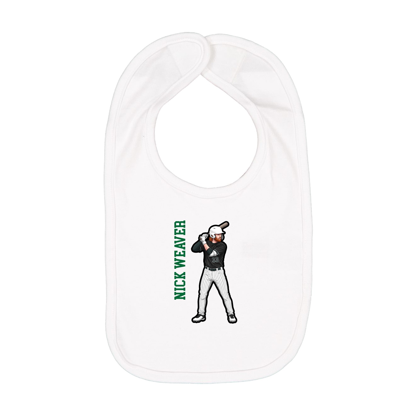 Infant Bib — Name Vertical in White